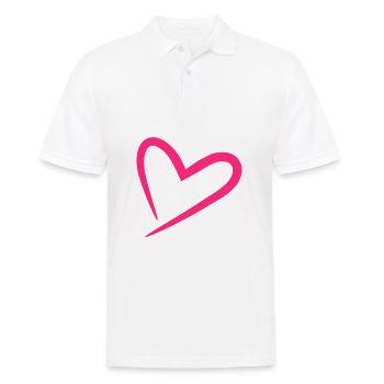Herz in Rosa - Männer Poloshirt - Weiß - Vorne - Kai (181cm)