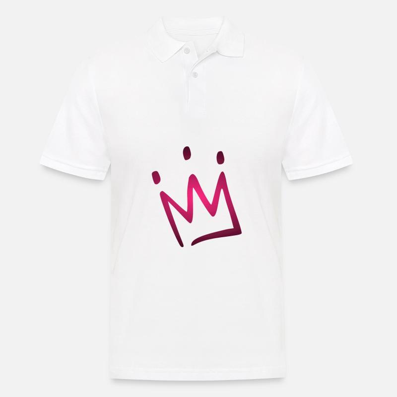 Krone Rosa - Männer Poloshirt - Weiß