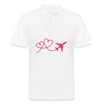 Airplane aviator with heart pink - Men's Polo Shirt - white - Front - Kai (181cm)