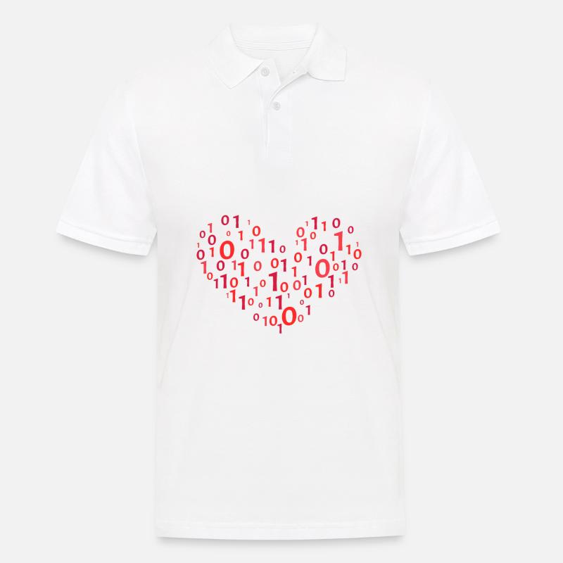 Herz Binär Kodierung Informatik Programmierer - Männer Poloshirt - Weiß