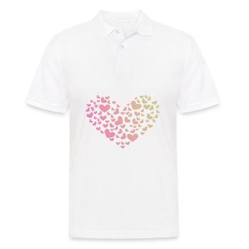 Coeur de coeur amour anniversaire romantique - Polo Homme - blanc - Devant - Kai (181cm)