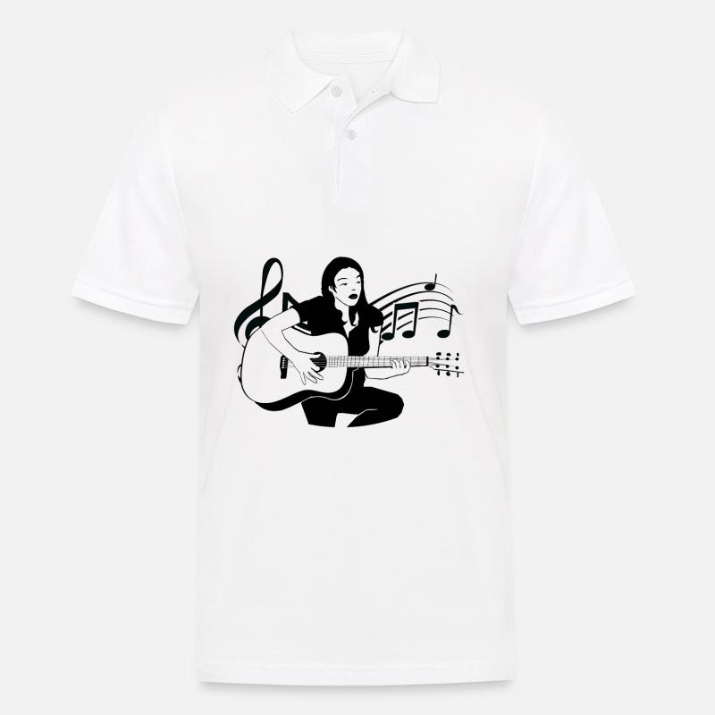 Guitariste classique folk joue de la guitare notes - Polo Homme - blanc