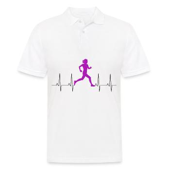 Fitness Running Funny Ladies EKG Runner Heartbeat - Men's Polo Shirt - white - Front - Kai (181cm)