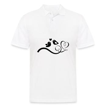 Oiseaux oiseau couple amour - Polo Homme - blanc - Devant - Kai (181cm)