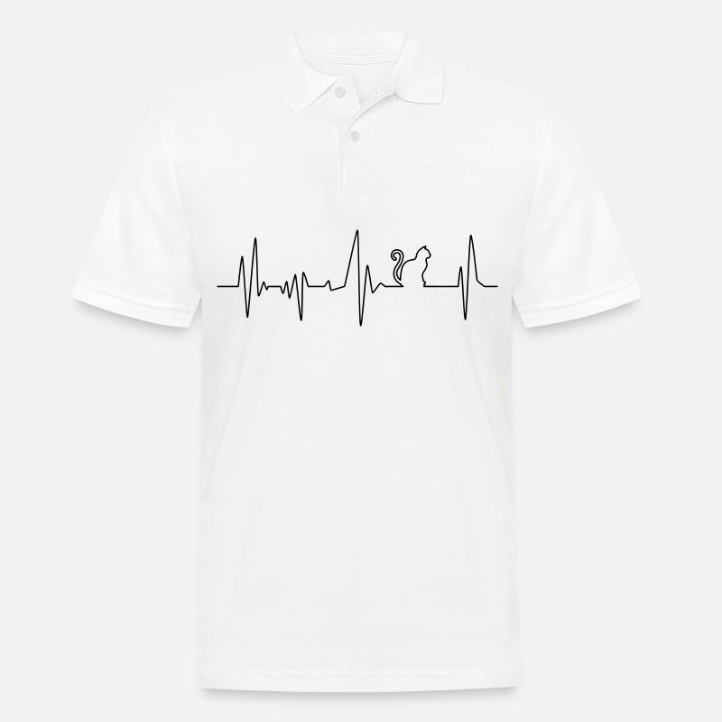 Katze Herzschlag - Männer Poloshirt - Weiß