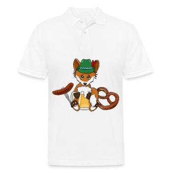 Fuchs Bier Bratwurst Brezel Bayern Fest Oktober - Männer Poloshirt - Weiß - Vorne - Kai (181cm)