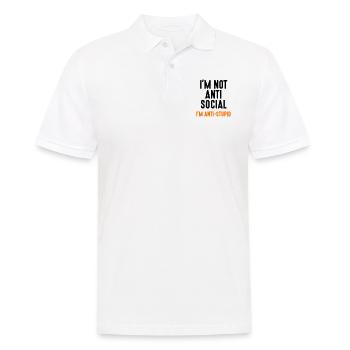 i’m not anti-social anti-stupid Idiot Idiot idiot - Polo Homme - blanc - Devant - Kai (181cm)