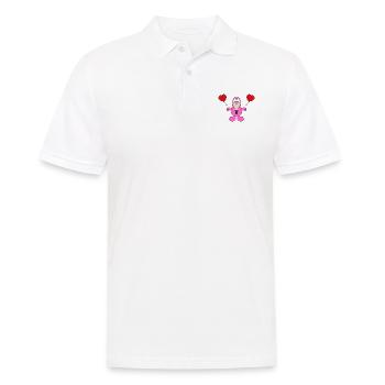 FLAMINGO - LIEBE - LOVE - VERLIEBT - TIERISCH - Männer Poloshirt - Weiß - Vorne - Kai (181cm)
