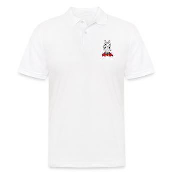 SUPERHELD - NASHORN - TIER - KIND - BABY - FUN - Männer Poloshirt - Weiß - Vorne - Kai (181cm)