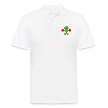 LIEBE - LOVE - HERZEN - VERLIEBT - FROSCH - TIER - Männer Poloshirt - Weiß - Vorne - Kai (181cm)