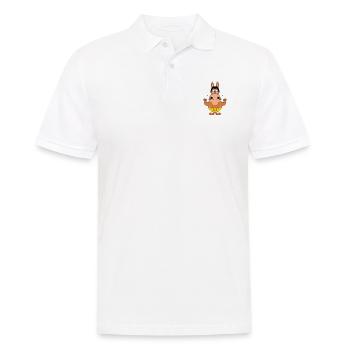 PFERD - STARK - MUSKELN - FITNESS - BODYBUILDING - Männer Poloshirt - Weiß - Vorne - Kai (181cm)