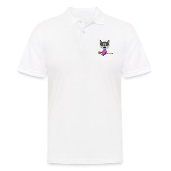 WOLF - HEXE - HEXENBESEN - HALLOWEEN - Männer Poloshirt - Weiß - Vorne - Kai (181cm)