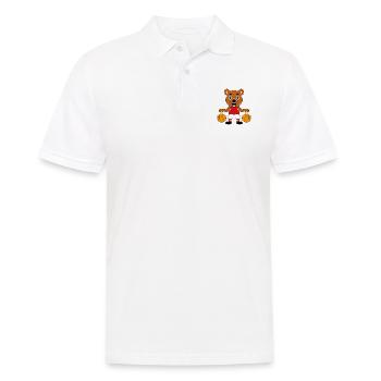 TEDDY - BÄR - TEDDYBÄR - BASKETBALL - SPORT - Männer Poloshirt - Weiß - Vorne - Kai (181cm)