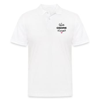 super cousine d amour / cadeau humour cousine - Polo Homme - blanc - Devant - Kai (181cm)