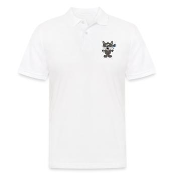 WOLF - FEDERBALL - BADMINTON - SPORT - TIER - Männer Poloshirt - Weiß - Vorne - Kai (181cm)