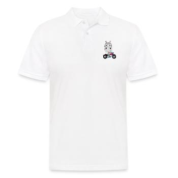 MOTORRAD - BIKER - NASHORN - TIER - TIERISCH - Männer Poloshirt - Weiß - Vorne - Kai (181cm)