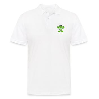 GRASHÜPFER - FIT - MUSKELN - STARK - BODYBUILDING - Männer Poloshirt - Weiß - Vorne - Kai (181cm)