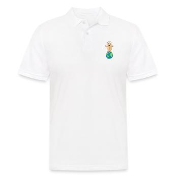 ERDNUSS - ERDE - NUSS - SUPER - GUT - ESSEN - Männer Poloshirt - Weiß - Vorne - Kai (181cm)