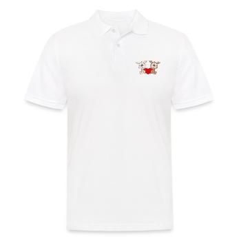 LIEBE - HERZ - LOVE - LAMA - ALPAKA - TIERE - Männer Poloshirt - Weiß - Vorne - Kai (181cm)