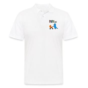 PAPAgei mit Kinderwagen - Männer Poloshirt - Weiß - Vorne - Kai (181cm)