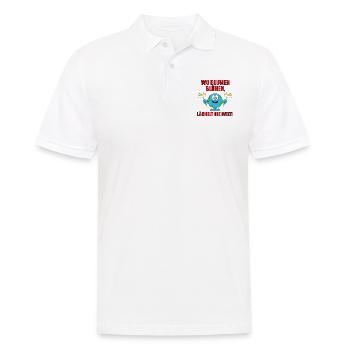 WO BLUMEN BLÜHEN, LÄCHELT DIE WELT! - Männer Poloshirt - Weiß - Vorne - Kai (181cm)
