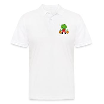BASKETBALL - SPORT - DINO - DINOSAURIER - KINDER - Männer Poloshirt - Weiß - Vorne - Kai (181cm)