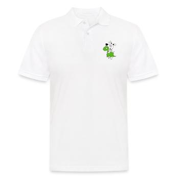 HUND - DINO - DINOSAURIER - KUSCHELTIER - TIERISCH - Männer Poloshirt - Weiß - Vorne - Kai (181cm)