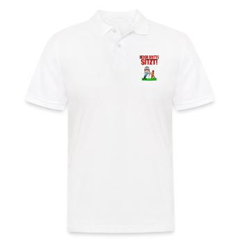BOGENSCHIEßEN - MAULWURF - JEDER DRITTE SITZT! - Männer Poloshirt - Weiß - Vorne - Kai (181cm)