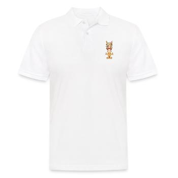 PFERD - PONY - REITEN - REITERIN - REITER - Männer Poloshirt - Weiß - Vorne - Kai (181cm)