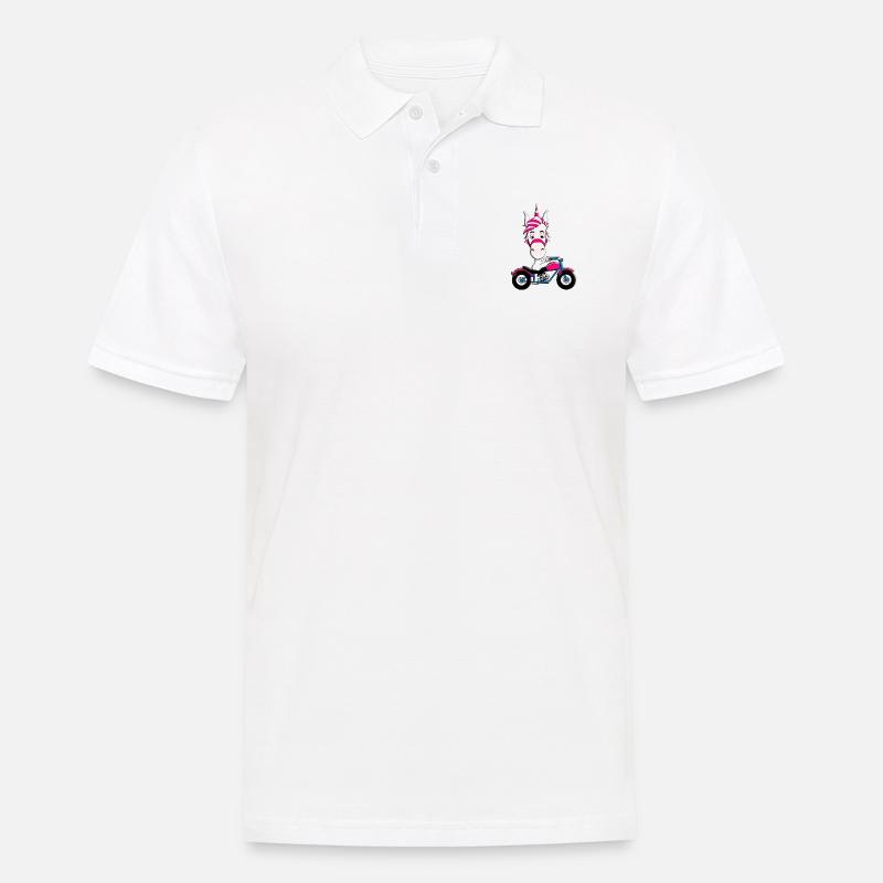 MOTORRAD - BIKER - EINHORN - Männer Poloshirt - Weiß