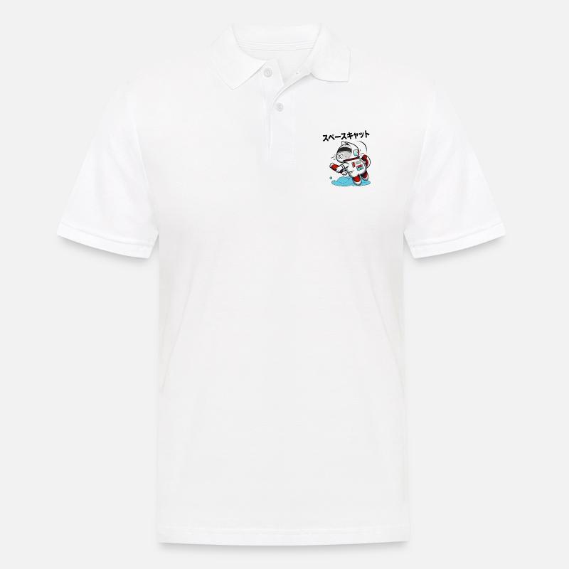SPACE CAT JAPANISCH - Männer Poloshirt - Weiß