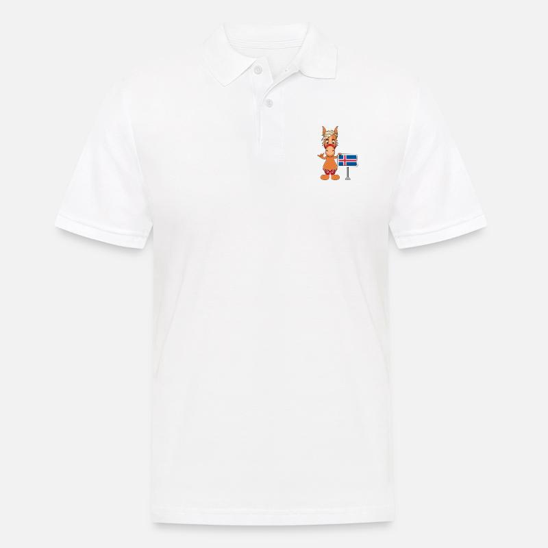 PFERD - PONY - ISLAND - ISLÄNDER - ISLANDPFERD - Männer Poloshirt - Weiß