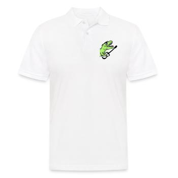 DJ Dino T-Rex dinosaure guitare jouer Soirée - Polo Homme - blanc - Devant - Kai (181cm)