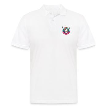 Unicorn Security - Männer Poloshirt - Weiß - Vorne - Kai (181cm)