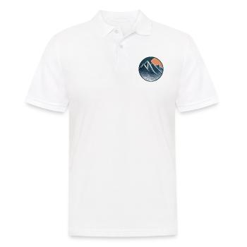 Graphique de montagne dessiné bleu avec rayures - Polo Homme - blanc - Devant - Kai (181cm)