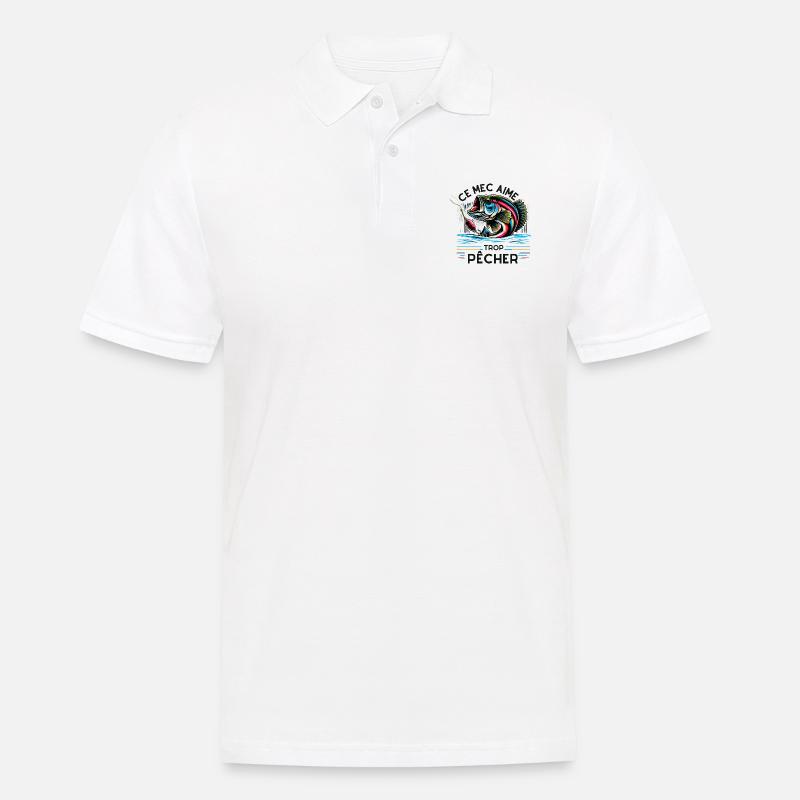 ce mec aime trop pêcher - Polo Homme - blanc