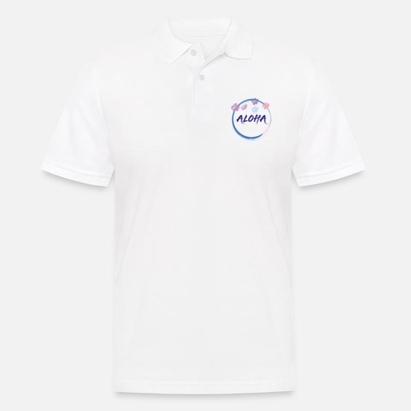ALOHA FARBIG - Männer Poloshirt - Weiß