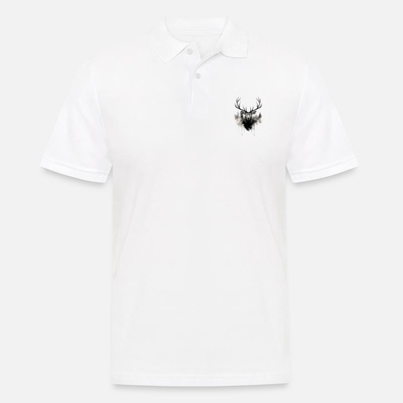 Hirsch - Männer Poloshirt - Weiß
