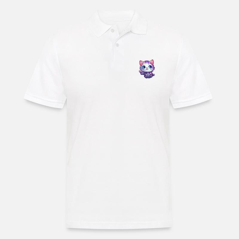 a cute space kitty - Männer Poloshirt - Weiß