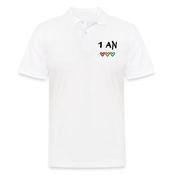 1. 1 AN. 1er ANNIVERSAIRE. ANNIVERSAIRE 1 AN - Polo Homme - blanc - Devant - Kai (181cm)