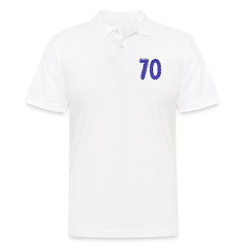 70. 70 JAHRE. 70. JAHRESTAG. 70-JÄHRIGES JUBILÄUM. - Männer Poloshirt - Weiß - Vorne - Kai (181cm)