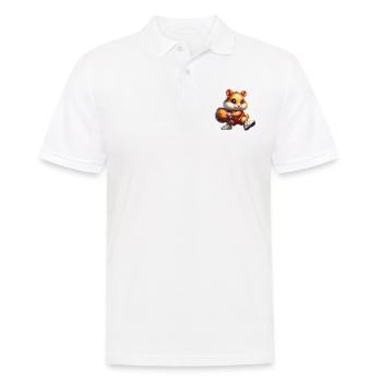Hamster joue au basket et fait un dunk - Polo Homme - blanc - Devant - Kai (181cm)