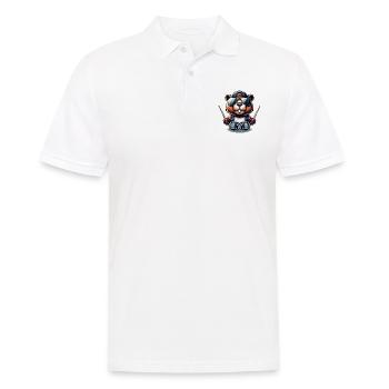 Cool Castor Batteur Rock Musique Animal - Polo Homme - blanc - Devant - Kai (181cm)