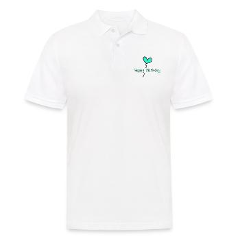JAHRESTAG. ALLES GUTE ZUM GEBURTSTAG!. ALLES GUTE ZUM GEBURTSTAG!. - Männer Poloshirt - Weiß - Vorne - Kai (181cm)