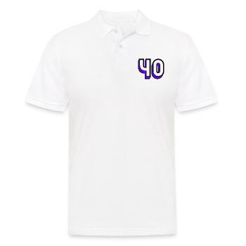 40. 40 JAHRE. 40-jähriges Jubiläum. GEBURTSTAG 40 JAHRE. - Männer Poloshirt - Weiß - Vorne - Kai (181cm)