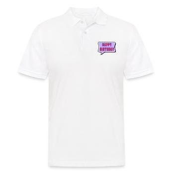 ALLES GUTE ZUM GEBURTSTAG. ALLES GUTE ZUM GEBURTSTAG. JAHRESTAG. - Männer Poloshirt - Weiß - Vorne - Kai (181cm)
