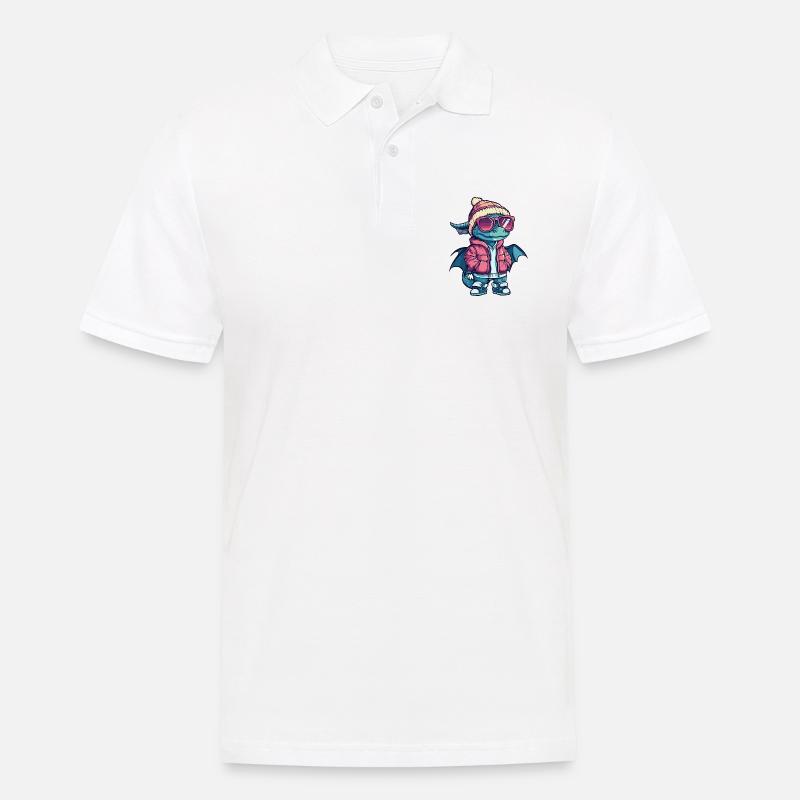 Drache Cool Comic - Männer Poloshirt - Weiß