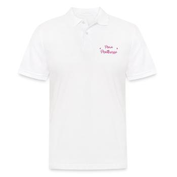 MAÎTRESSE. MAITRE. MERCI. MERCI MAÎTRESSE - Polo Homme - blanc - Devant - Kai (181cm)