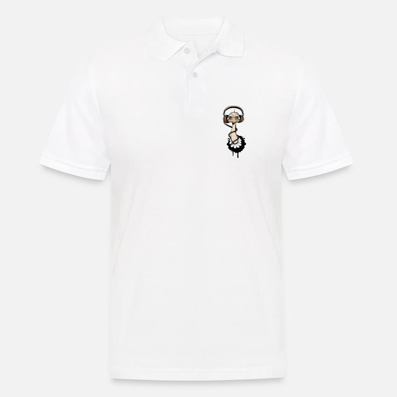 cooler Vogel Strauß mit Kopfhörer - Männer Poloshirt - Weiß