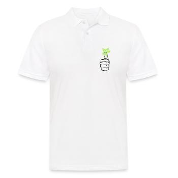 Une main avec des feuilles vertes sur le pouce - Polo Homme - blanc - Devant - Kai (181cm)